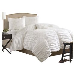Delancey 3 Piece Twin Comforter Set in White