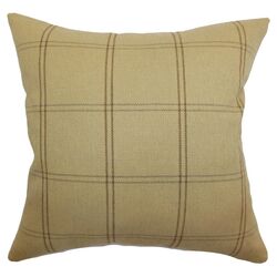 Tambia Plaid Polyester Pillow in Beige