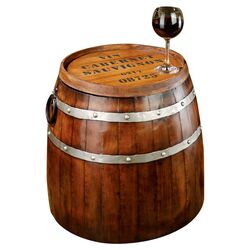 French Wine Barrel Side Table in Brown