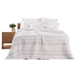 Tiana Ruched White Quilt Set