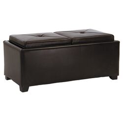 Maxwell Double Tray Cocktail Ottoman in Brown