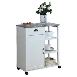 Marble Top Kitchen Cart in White