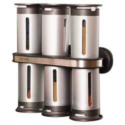 7 Piece Magnetic Wall Mount Spice Rack Set in Black & Silver