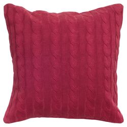 Cable Knit Wooden Button Closure Pillow in Red