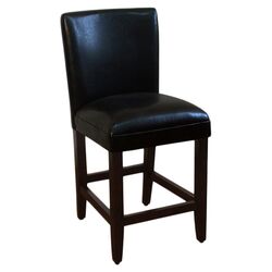 Faux Leather Barstool in Black