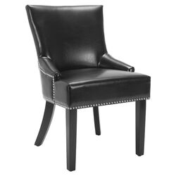 Gavin Leather Parsons Chair in Black (Set of 2)