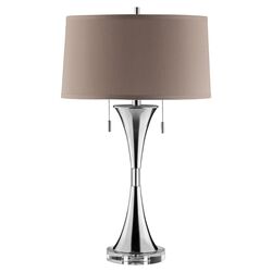 Slender Hourglass Table Lamp in Polished Steel