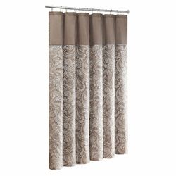 Aubrey Polyester Faux Silk Shower Curtain in Beige