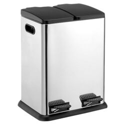 10.57 Gallon Two Compartment Step Bin in Stainless Steel