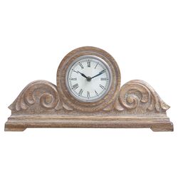 Wood Carved Clock in Natural