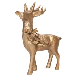 Paper Mache Standing Reindeer in Gold