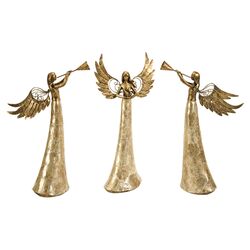 Capiz Shell 3 Piece Angel Décor Set in Gold