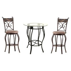 3 Piece Counter Height Pub Set in Black & Gold