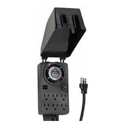 Outdoor 6 Outlet Programmable Timer in Black