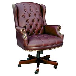 High Back Traditional Office Chair I in Oxblood with Arms