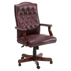 Traditional High-Back Office Chair in Burgundy