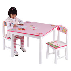 Butterfly Buddies Kids 3 Piece Table & Chair Set in Pink