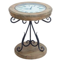 Clock End Table in Natural