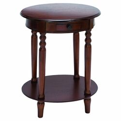 1 Drawer Round End Table in Dark Mahogany