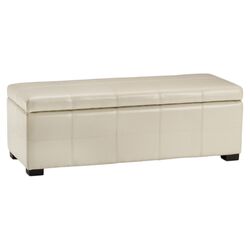 Madison Leather Storage Bench in Cream