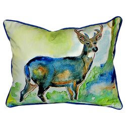 Lodge Deer Pillow in Green & Blue
