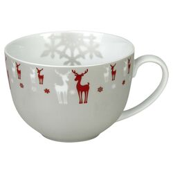 Winter Splendor Reindeer Café au Lait Cup in White (Set of 2)