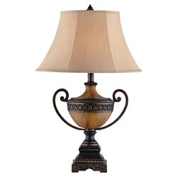Burnished Wood Urn Table Lamp in Bronze