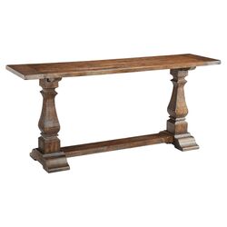 Heavy Pedestal Console Table in Rustic Brown