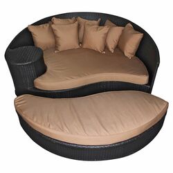 Taiji Daybed & Ottoman Set in Espresso with Mocha Cushions