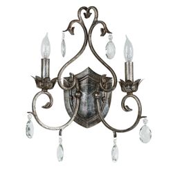 Andover 2 Light Wall Sconce in Weathered Silver