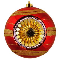 Dish Reflector Hanging Ball Ornament in Gold & Red
