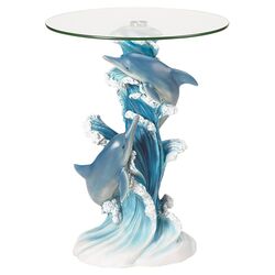Wave Dancers Dolphin End Table in Blue