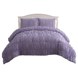 Ruched Comforter Set in Purple