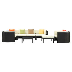 Bonaire 9 Piece Seating Group Set in Espresso & White Bonaire 9 Piece Seating Group Set in Espresso & White