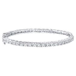 Irresistible and Trendy Prong-Set Cubic Zirconia Bangle in Sterling Silver