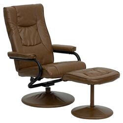 Contemporary Leather Recliner & Ottoman in Palimino