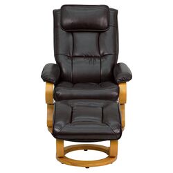 Urban Leather Recliner & Ottoman Set in Taupe