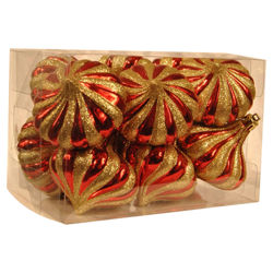 6 Piece Onion Ornament Set in Red & Gold