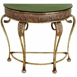 Toscana Metal Console Table in Gold & Green