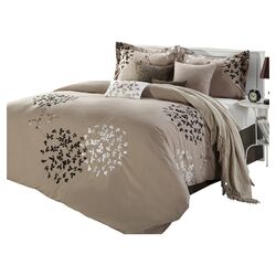 Cheila 8 Piece Comforter Set in Brown
