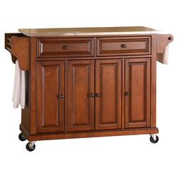 Stainless Steel Top Kitchen Cart in Classic Cherry