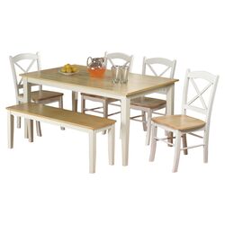 Tiffany 6 Piece Dining Set in White & Natural