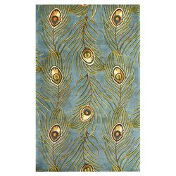 Catalina Blue Peacock Feathers Novelty Rug