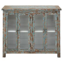 Wood & Glass Cabinet in Relic Blue