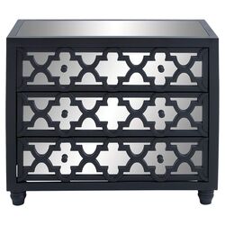 3 Drawer Mirrored Chest in Black