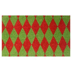 Christmas Argyle Doormat in Red & Green