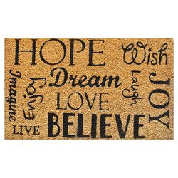 Hope Dream Believe Doormat in Black & Tan