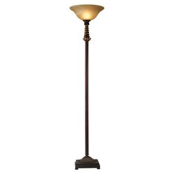 Torchiere Floor Lamp with Marble Shade in Bronze