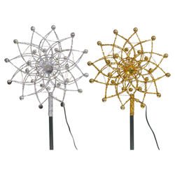 Pre-Lit LED Star Burst Tree Topper in Silver & Gold