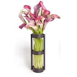 Glass Cylinder Vase in Black (Set of 2)